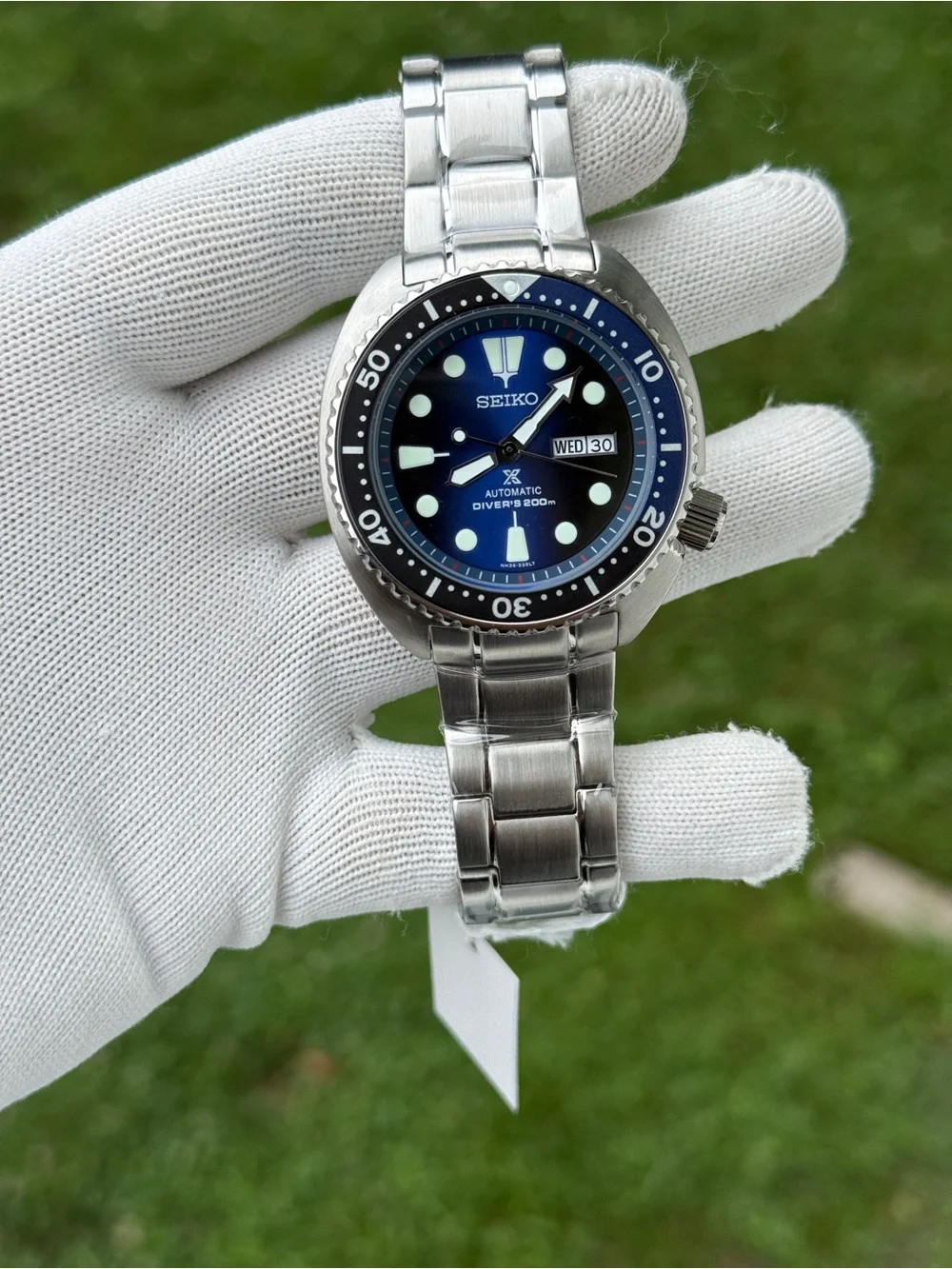 Seiko Men's Blue Dial Automatic Diver Watch - Stainless Steel